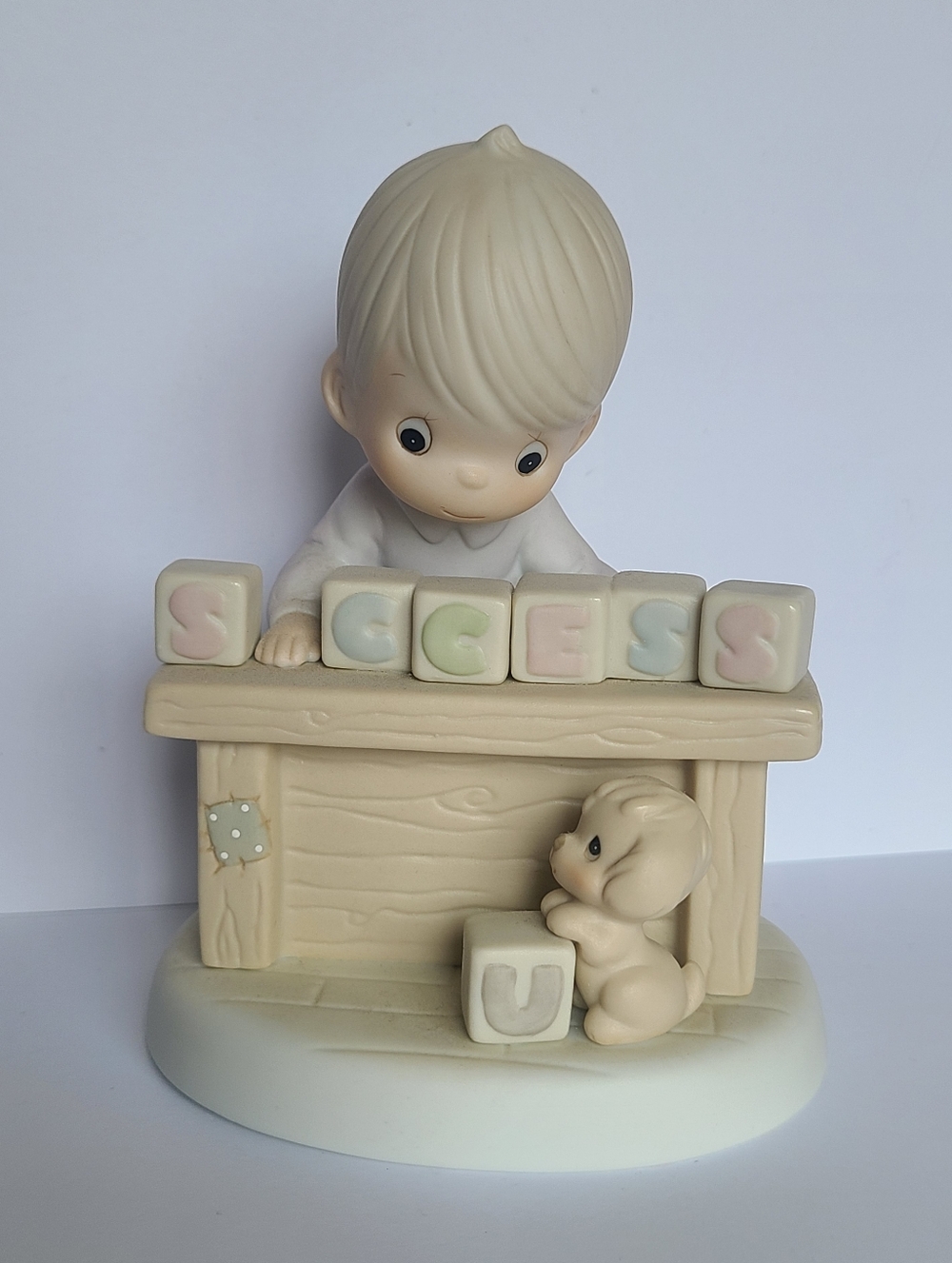 Vintage Precious Moments Boy Success Collectible Porcelain Figurine